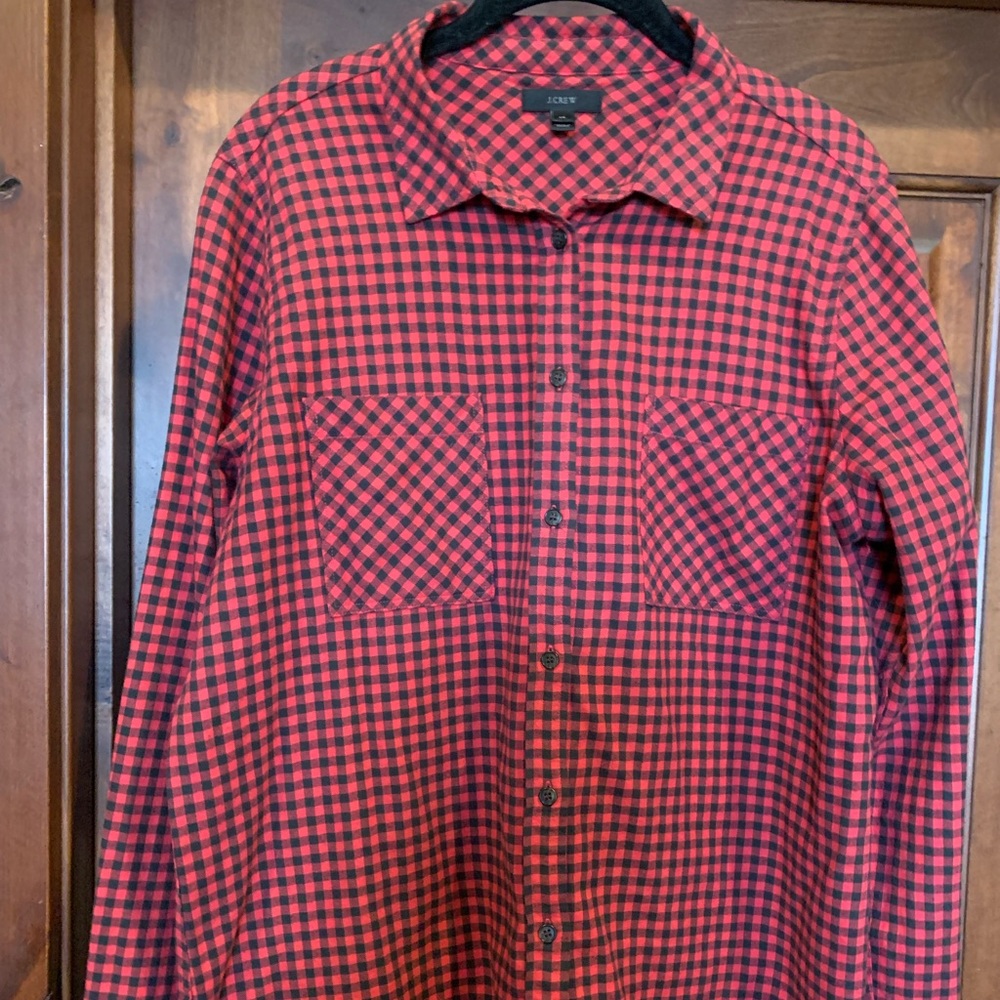 J.Crew Checked Flannel Button Down Size 14 - image 1